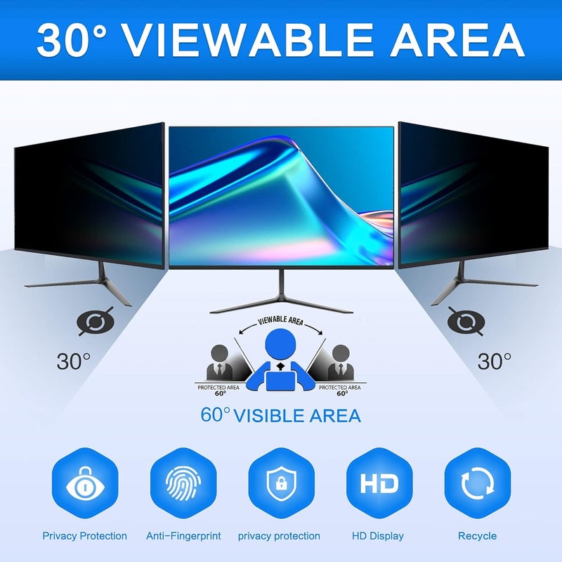 ZOEGAA 23.8 Inch Computer Privacy Screen Filter for 16:9 Widescreen Computer Monitor 20.75"x11.68", Computer Screen Privacy 23.8 inch and Anti Blue Light Anti Glare Protector - Image 3